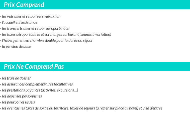Conditions tarifaires