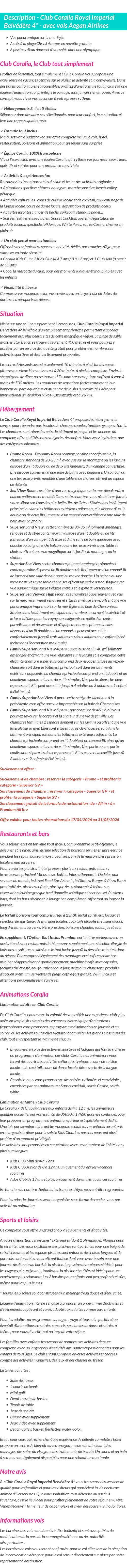 Détails du séjour