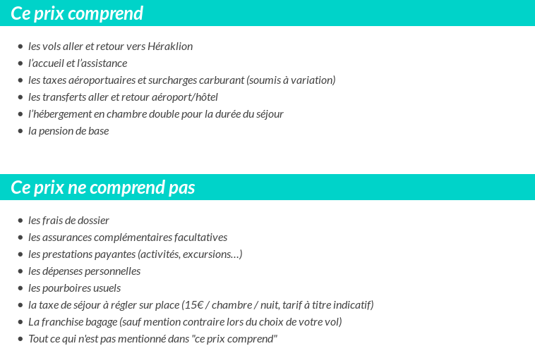 Conditions tarifaires