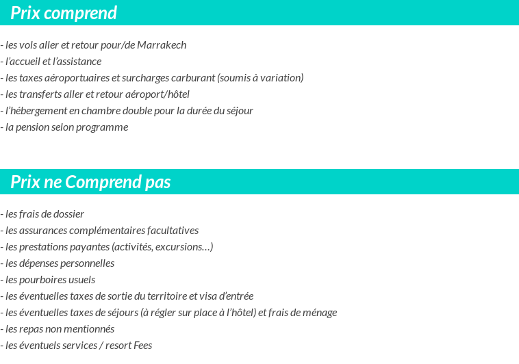 Conditions tarifaires