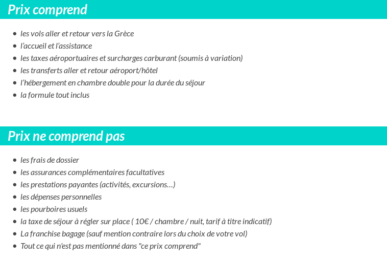 Conditions tarifaires