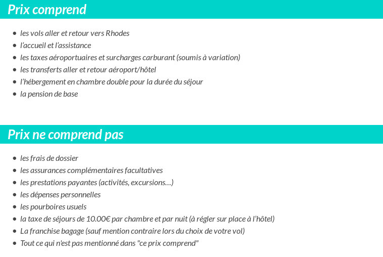 Conditions tarifaires