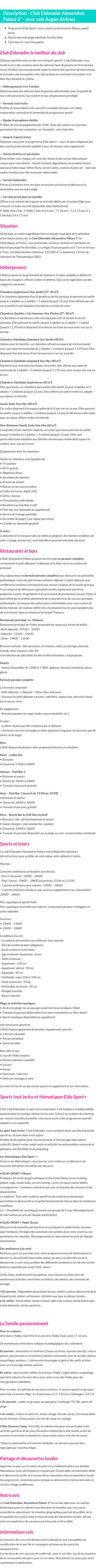 Détails du séjour