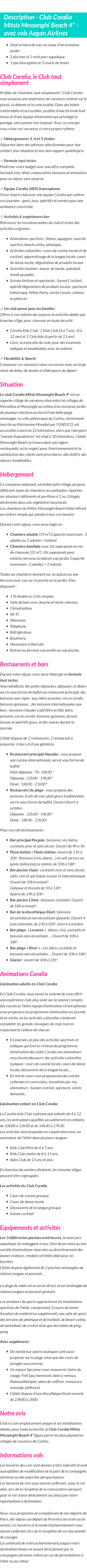 Détails du séjour