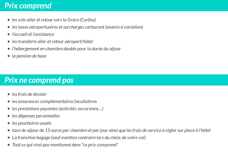 Conditions tarifaires