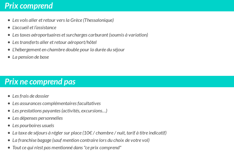 Conditions tarifaires
