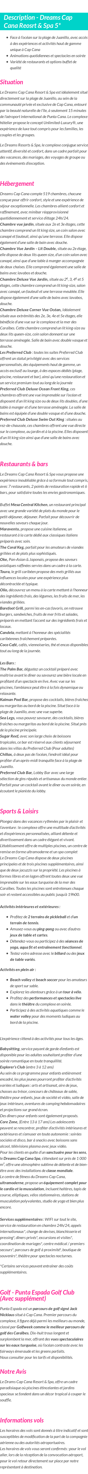 Détails du séjour