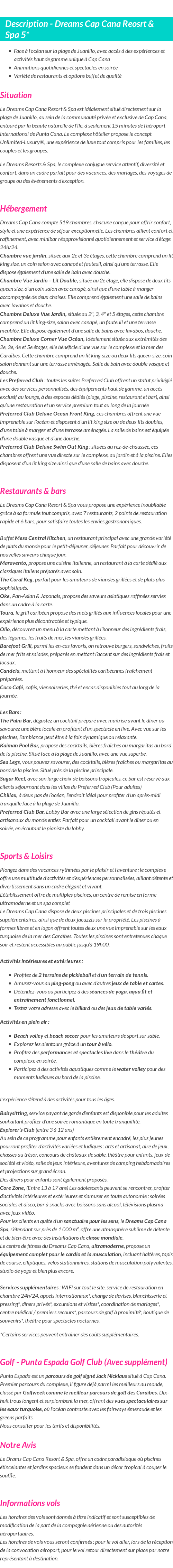 Détails du séjour