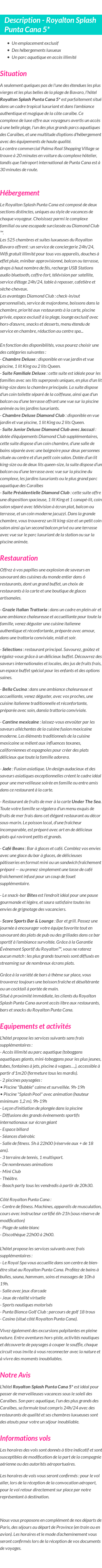 Détails du séjour