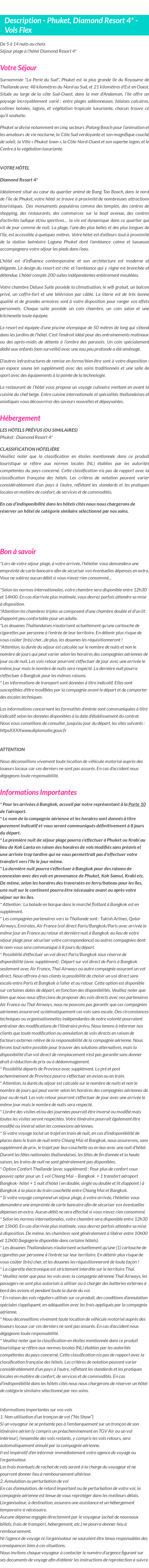 Détails du séjour