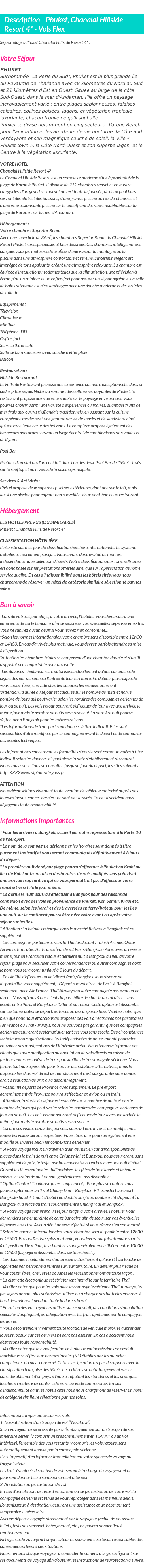 Détails du séjour