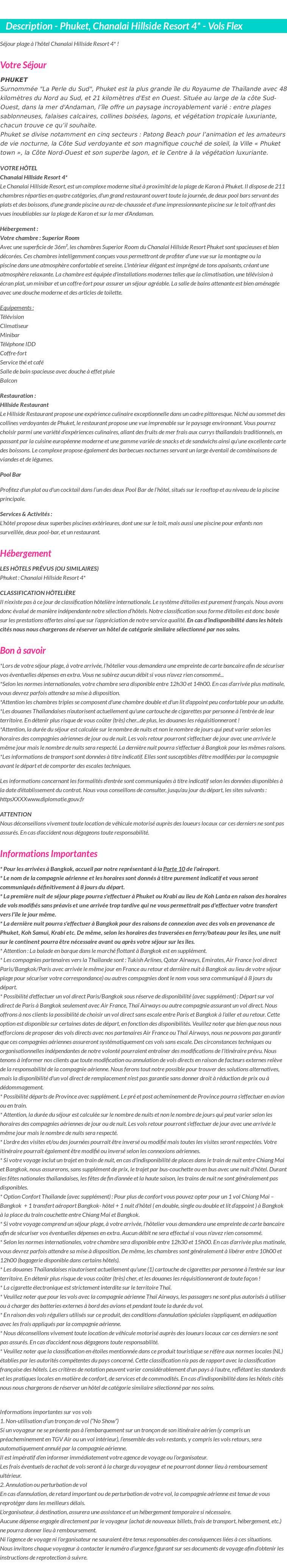 Détails du séjour