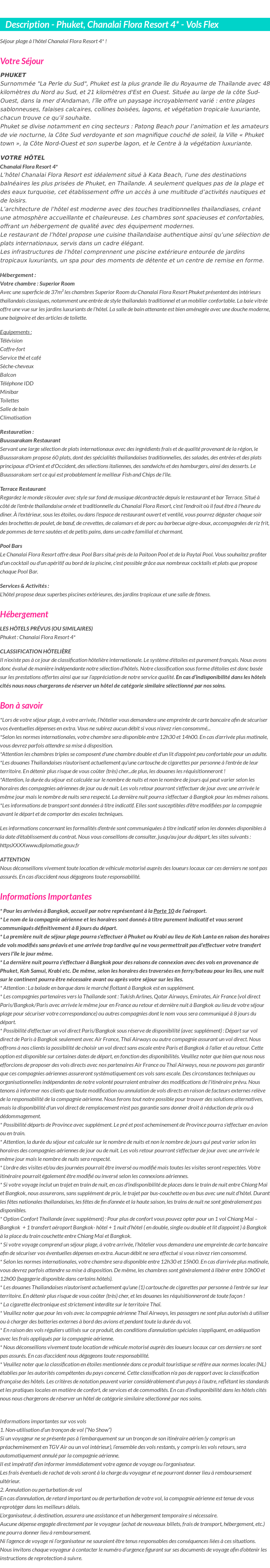 Détails du séjour