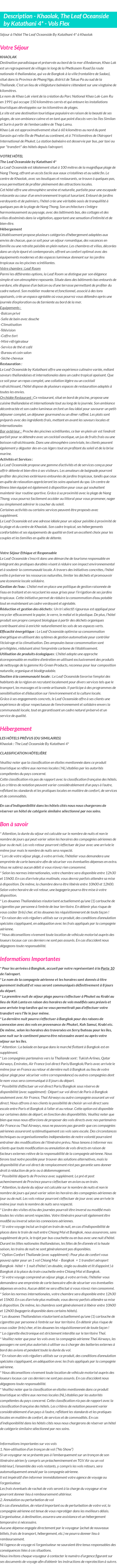 Détails du séjour