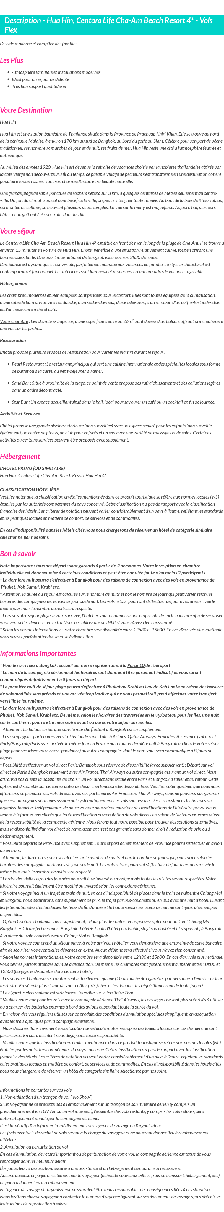 Détails du séjour