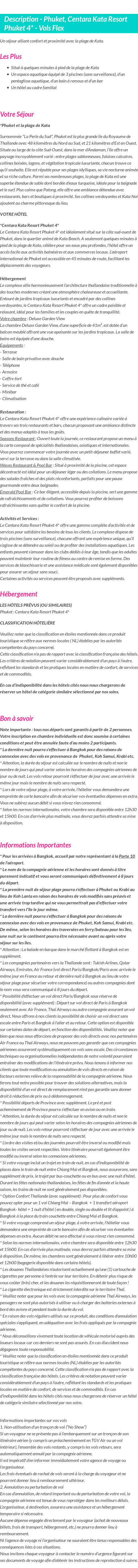 Détails du séjour