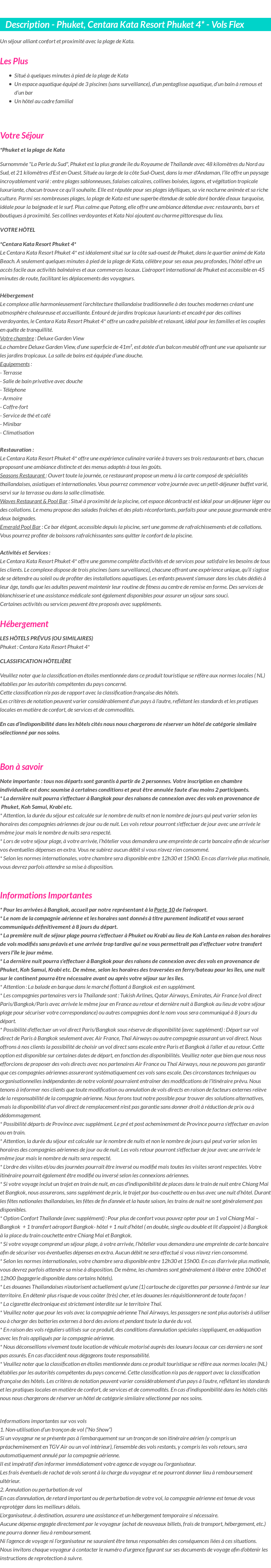 Détails du séjour