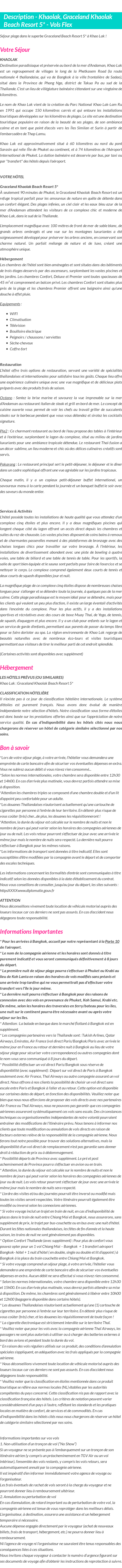 Détails du séjour