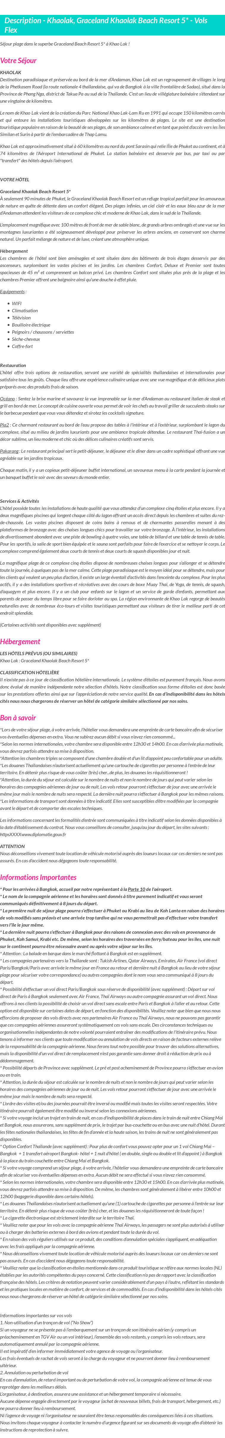 Détails du séjour