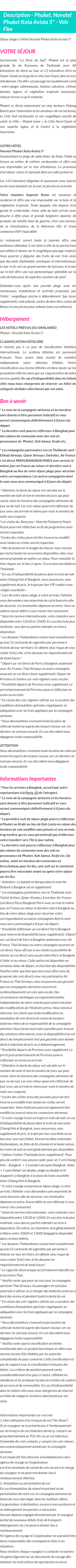 Détails du séjour