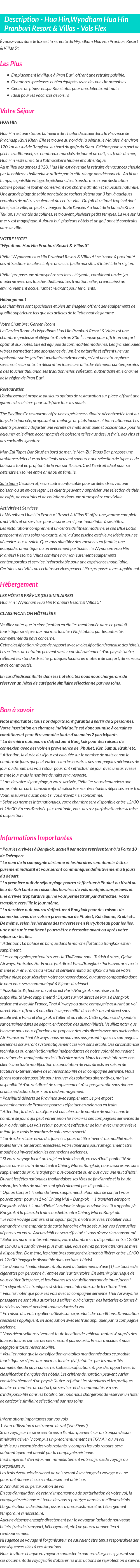 Détails du séjour