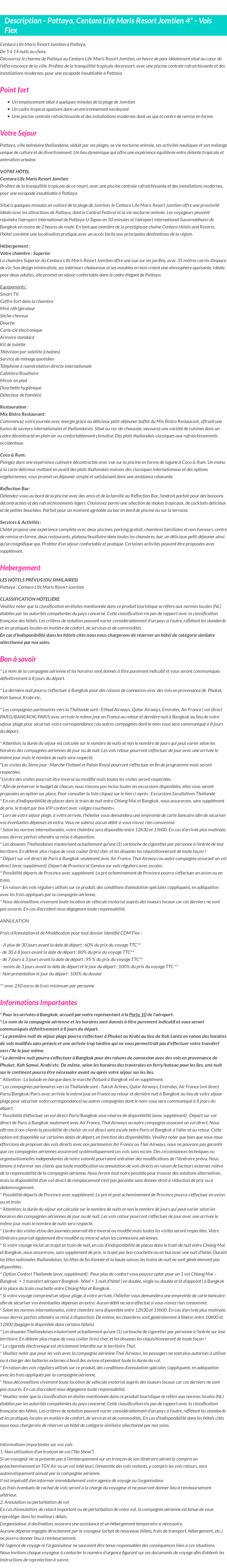 Détails du séjour