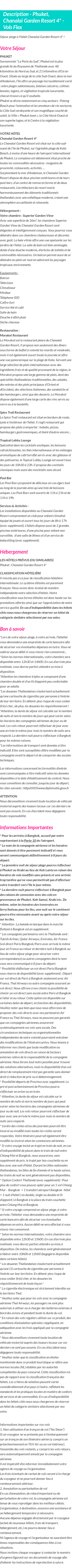Détails du séjour