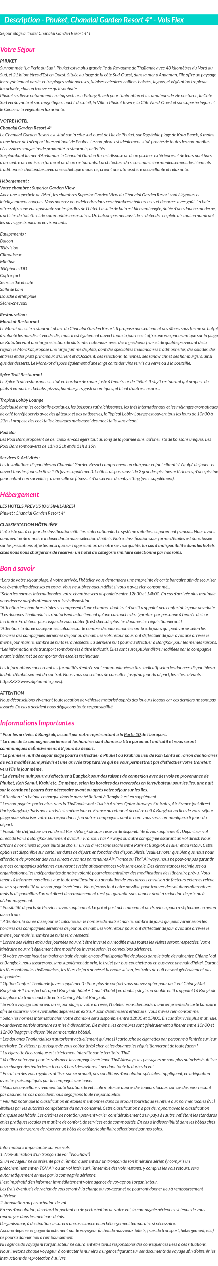 Détails du séjour