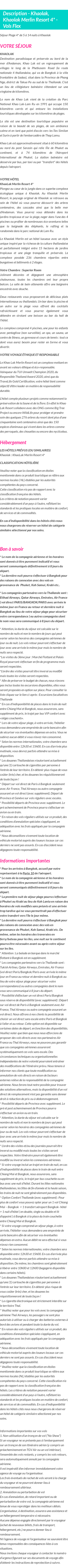 Détails du séjour