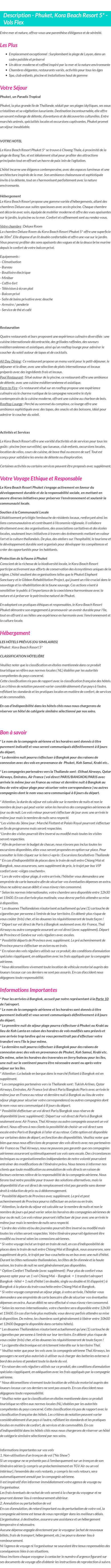 Détails du séjour