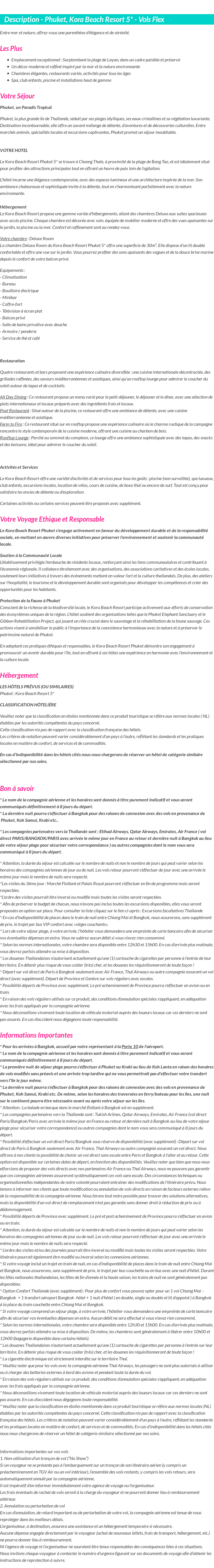 Détails du séjour