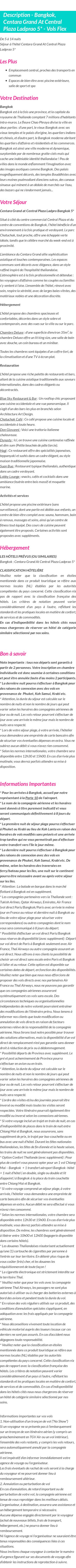 Détails du séjour