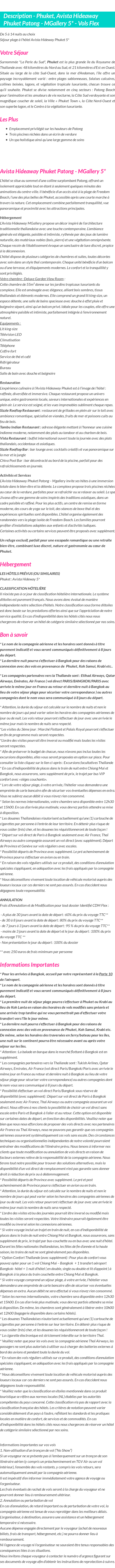 Détails du séjour