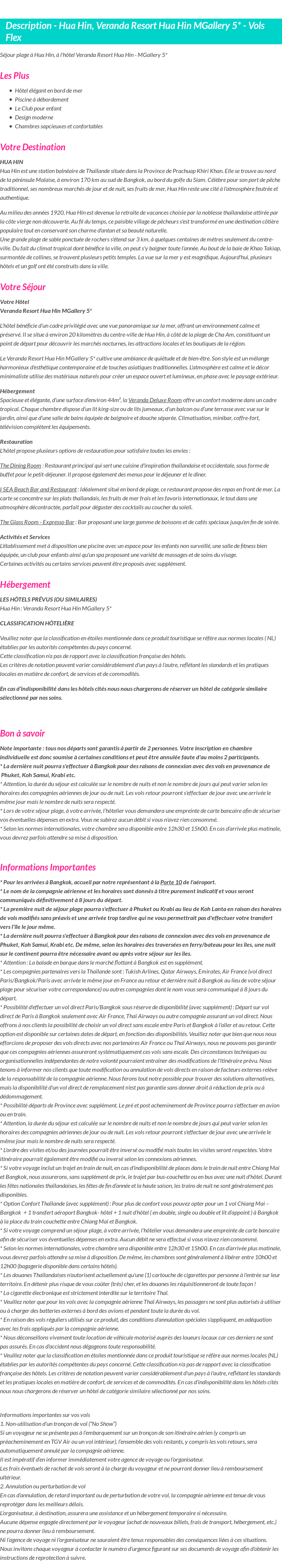 Détails du séjour