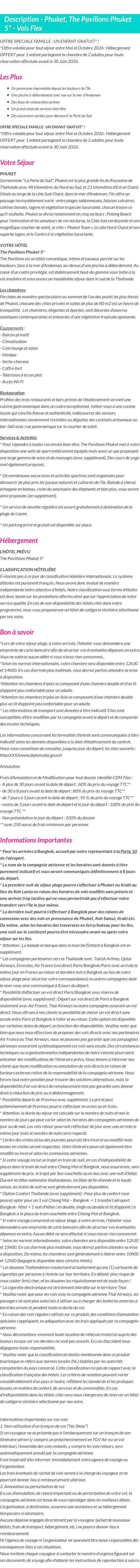 Détails du séjour