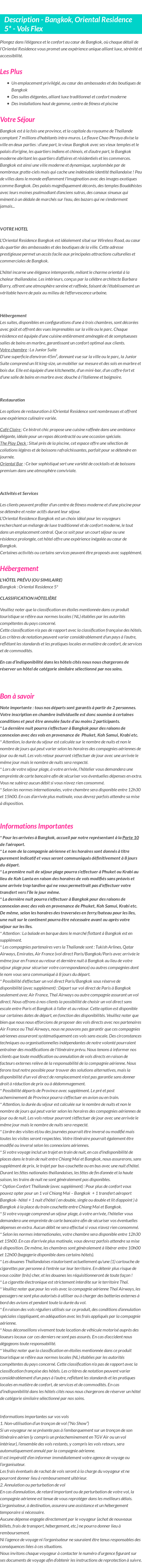 Détails du séjour
