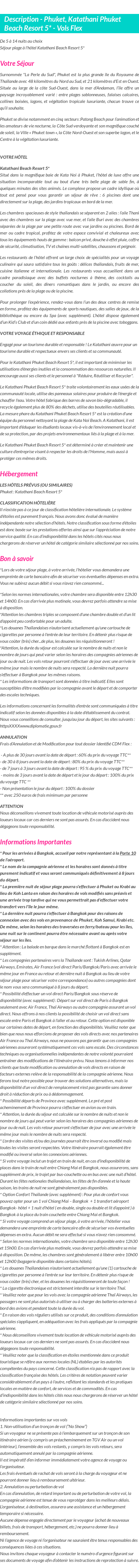 Détails du séjour