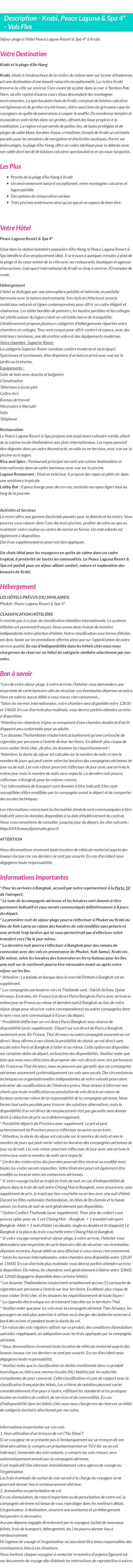 Détails du séjour