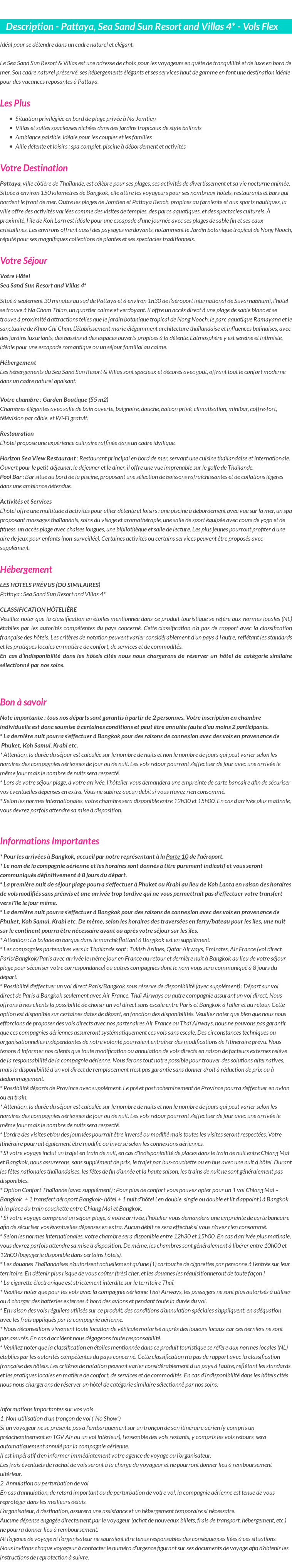 Détails du séjour