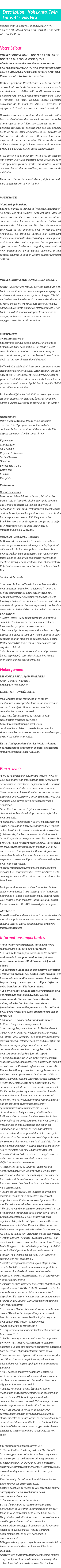 Détails du séjour