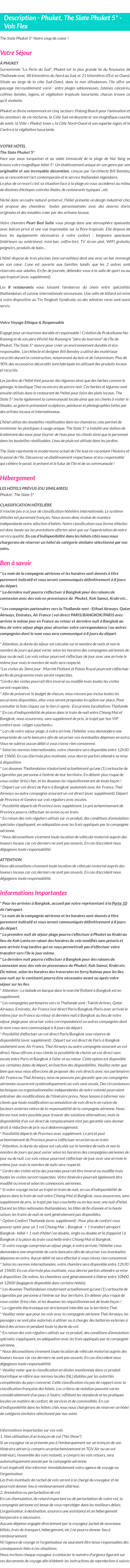Détails du séjour