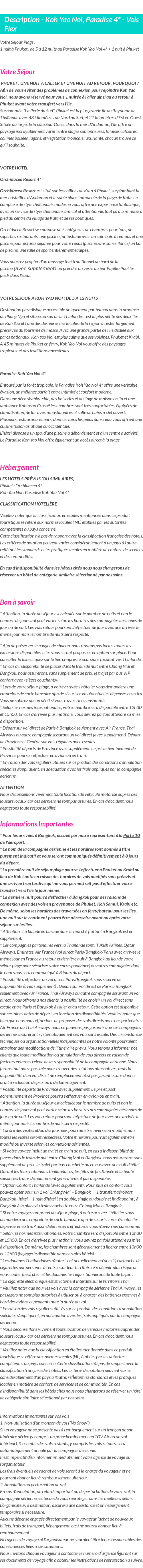Détails du séjour