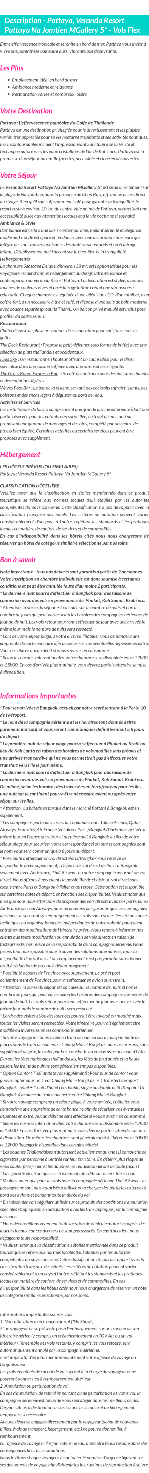 Détails du séjour