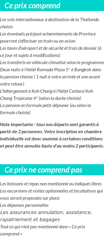 Conditions tarifaires