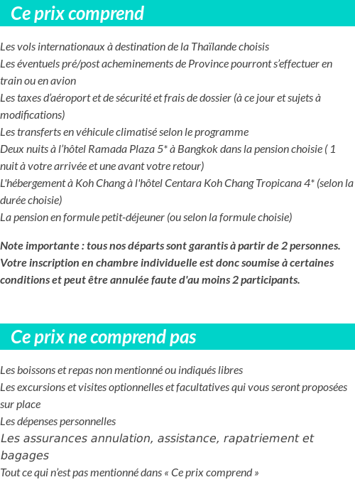 Conditions tarifaires