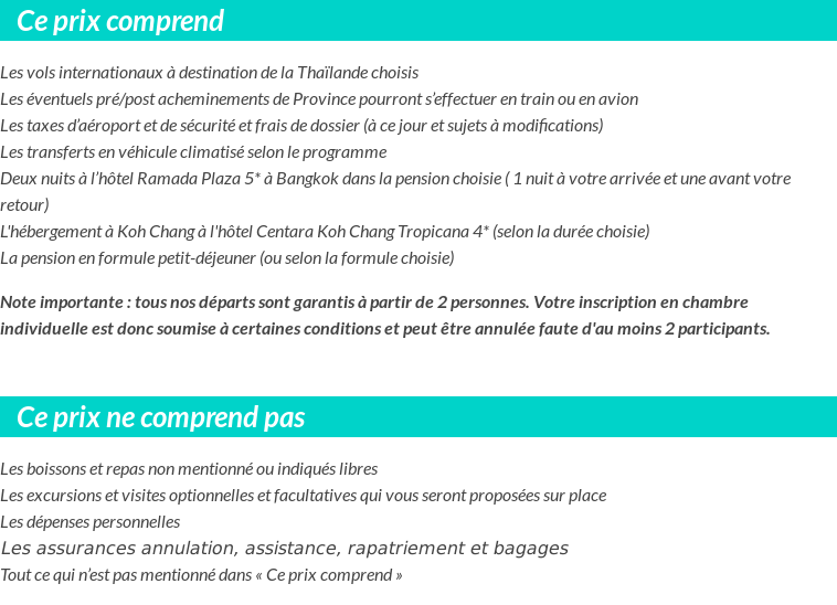 Conditions tarifaires