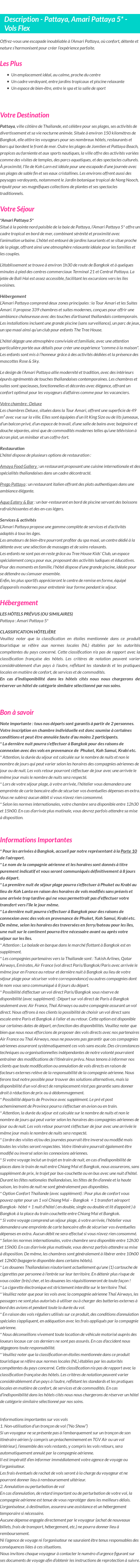 Détails du séjour