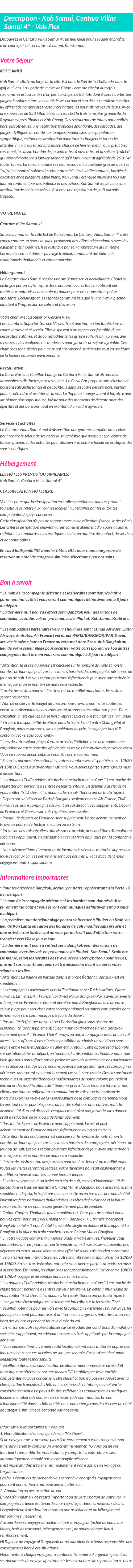 Détails du séjour
