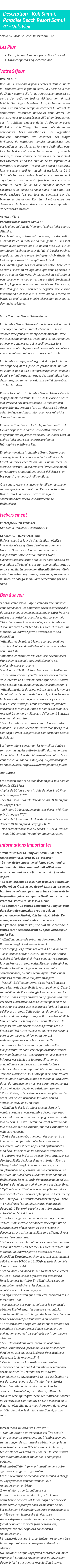 Détails du séjour