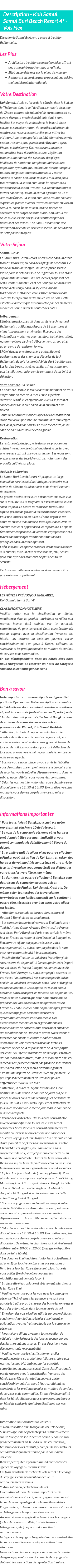 Détails du séjour